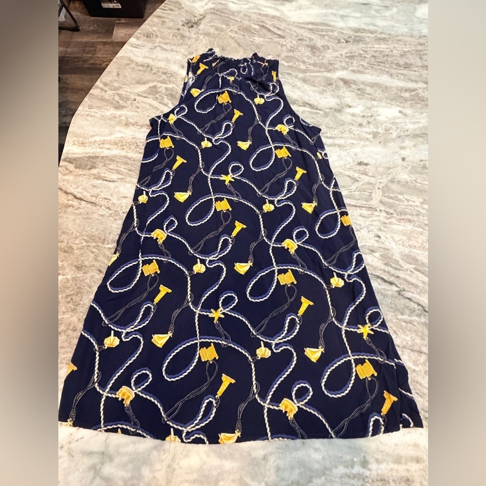 Crown & Ivy Petite Navy Nautical Rope Print Sleeveless Dress SP